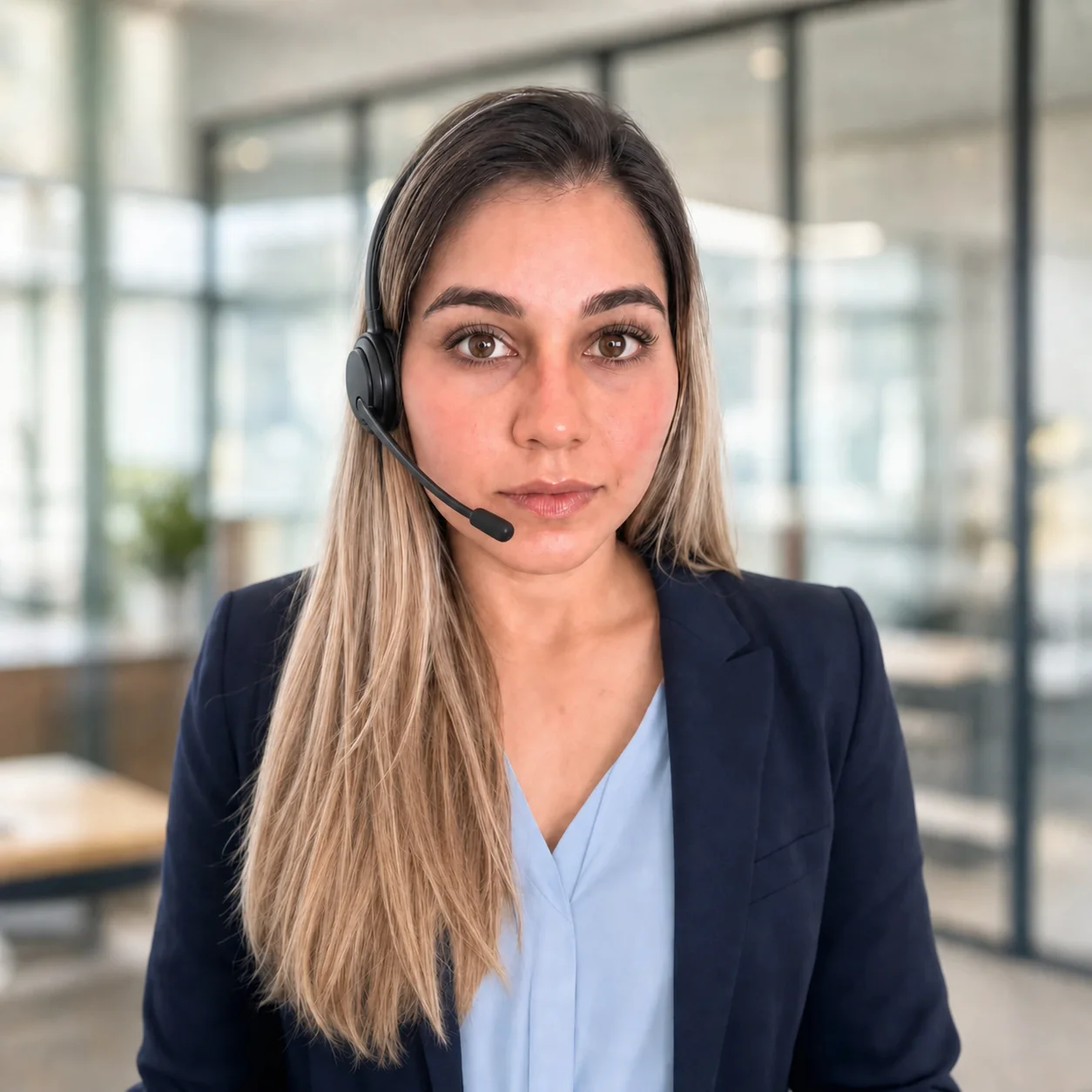 Erika Cairasco, consultora de procesos con diadema de atención